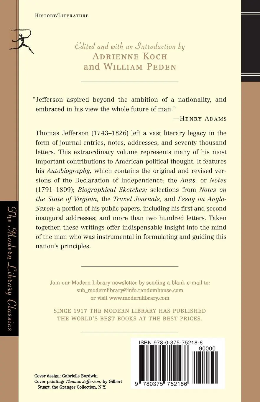 Rückseite: 9780375752186 | The Life and Selected Writings of Thomas Jefferson | Thomas Jefferson