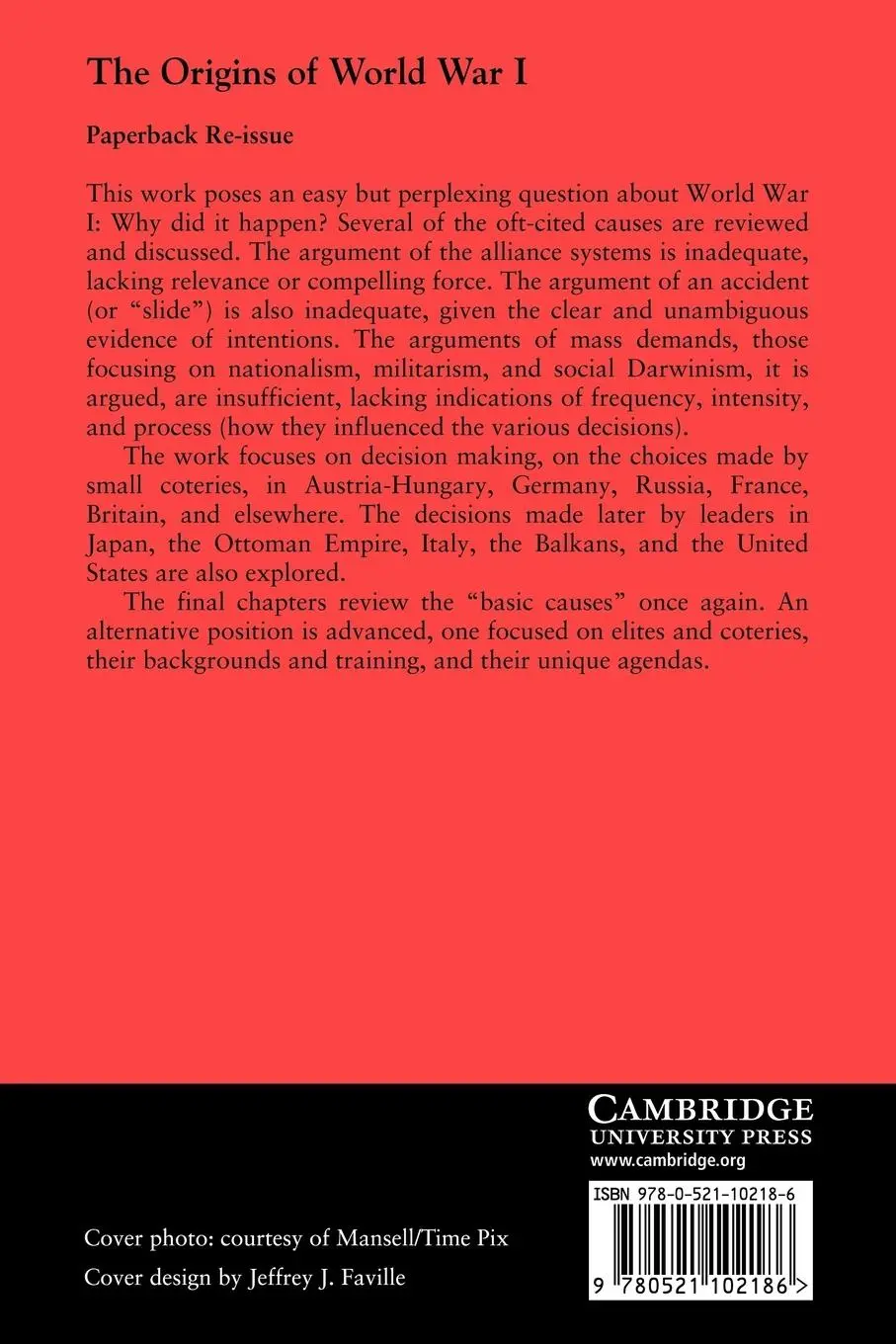 Rückseite: 9780521102186 | The Origins of World War I | Richard F. Hamilton (u. a.) | Taschenbuch