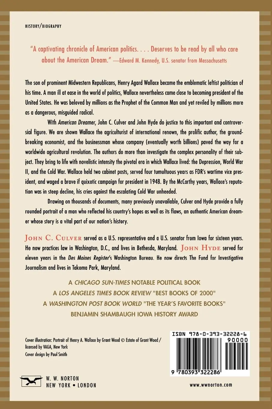 Rückseite: 9780393322286 | American Dreamer | The Life of Henry A. Wallace | Culver (u. a.)