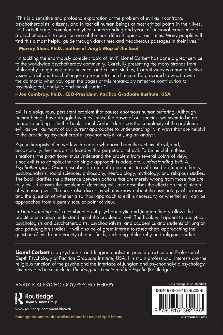 Rückseite: 9780815392286 | Understanding Evil | A Psychotherapist's Guide | Lionel Corbett | Buch