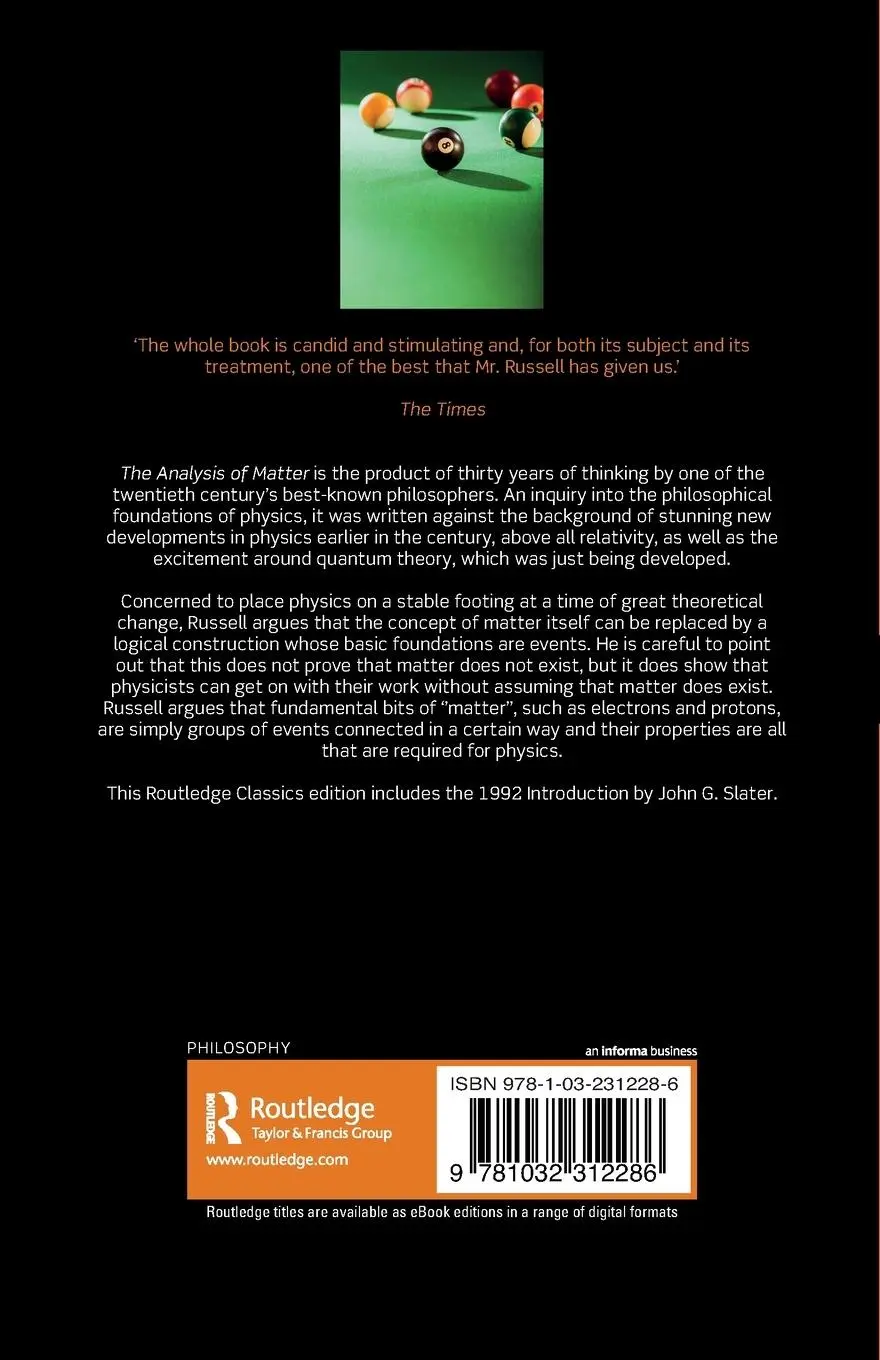Rückseite: 9781032312286 | The Analysis of Matter | Bertrand Russell | Taschenbuch | Englisch