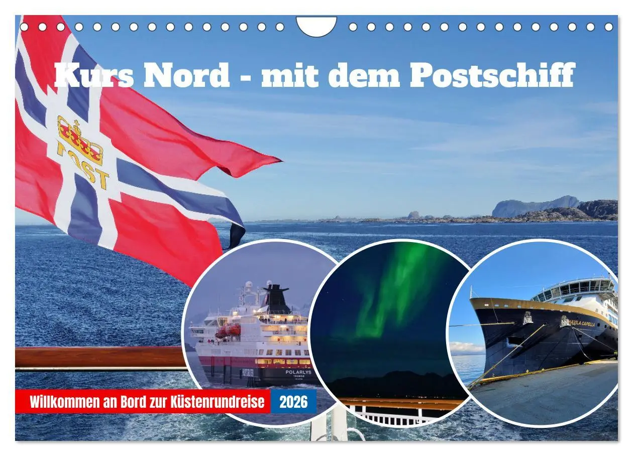 Cover: 9783457302286 | Kurs Nord - mit dem Postschiff (Wandkalender 2026 DIN A4 quer),...