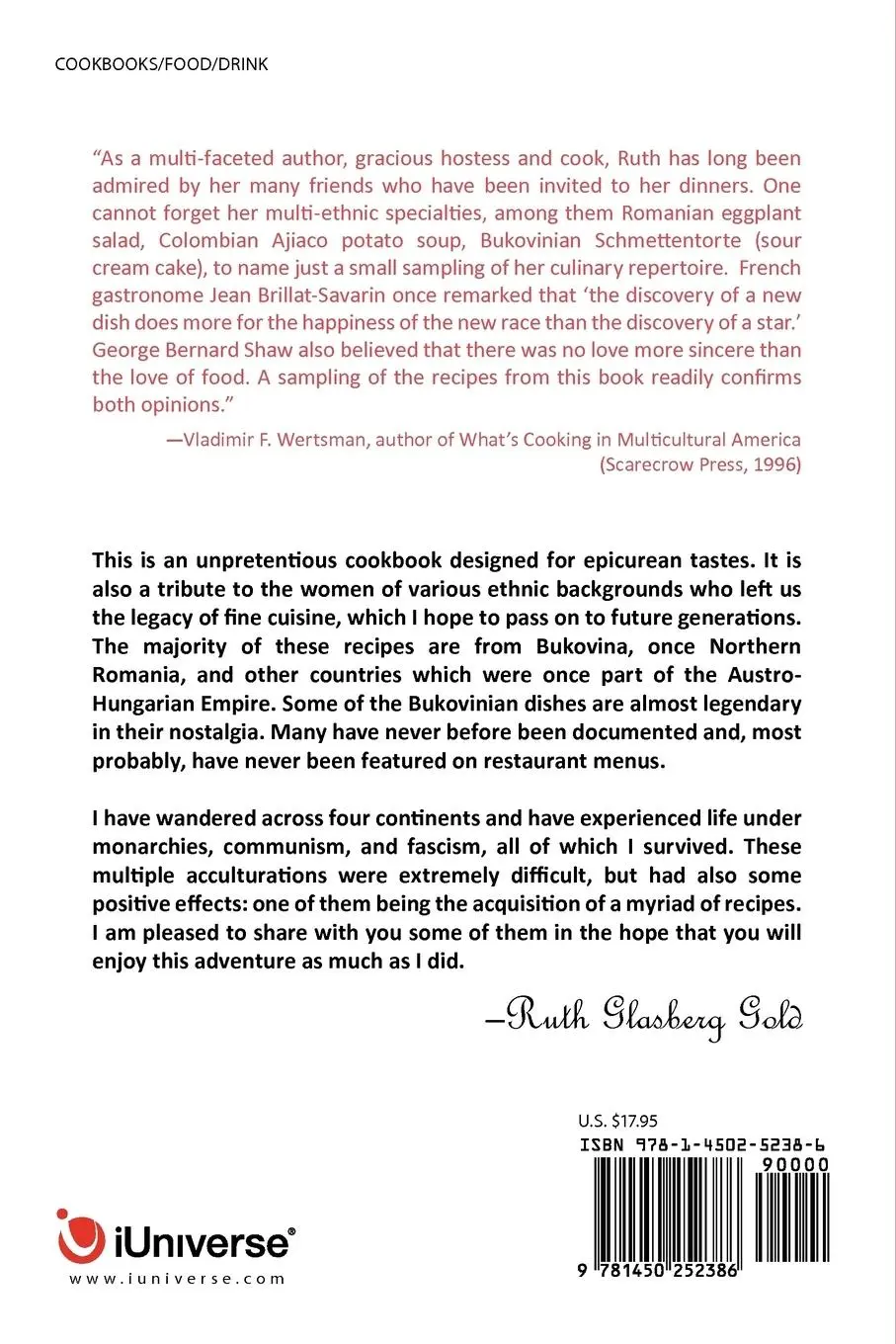 Rückseite: 9781450252386 | FROM RUTH'S KITCHEN WITH LOVE | Ruth Glasberg Gold | Taschenbuch