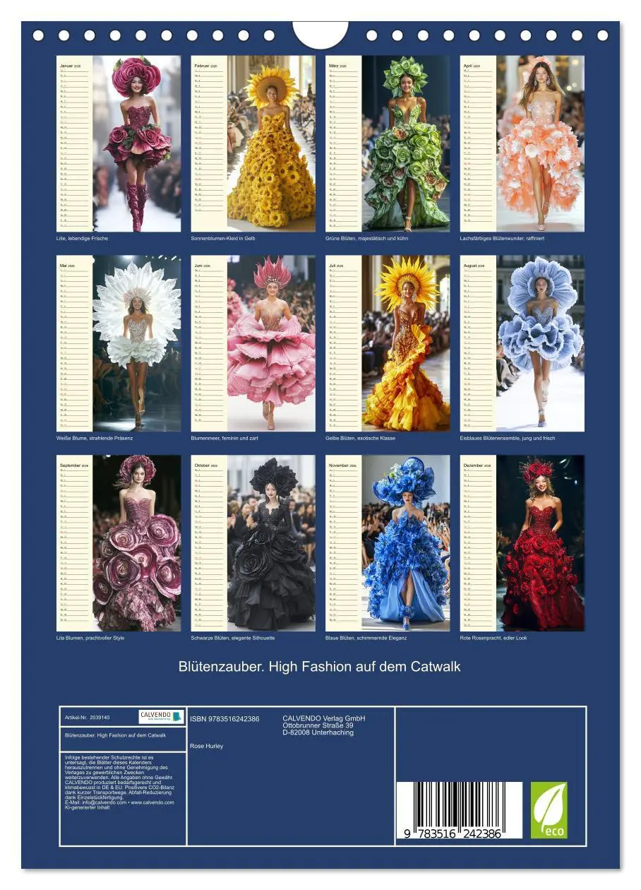 Bild: 9783516242386 | Blütenzauber. High Fashion auf dem Catwalk (Wandkalender 2026 DIN...