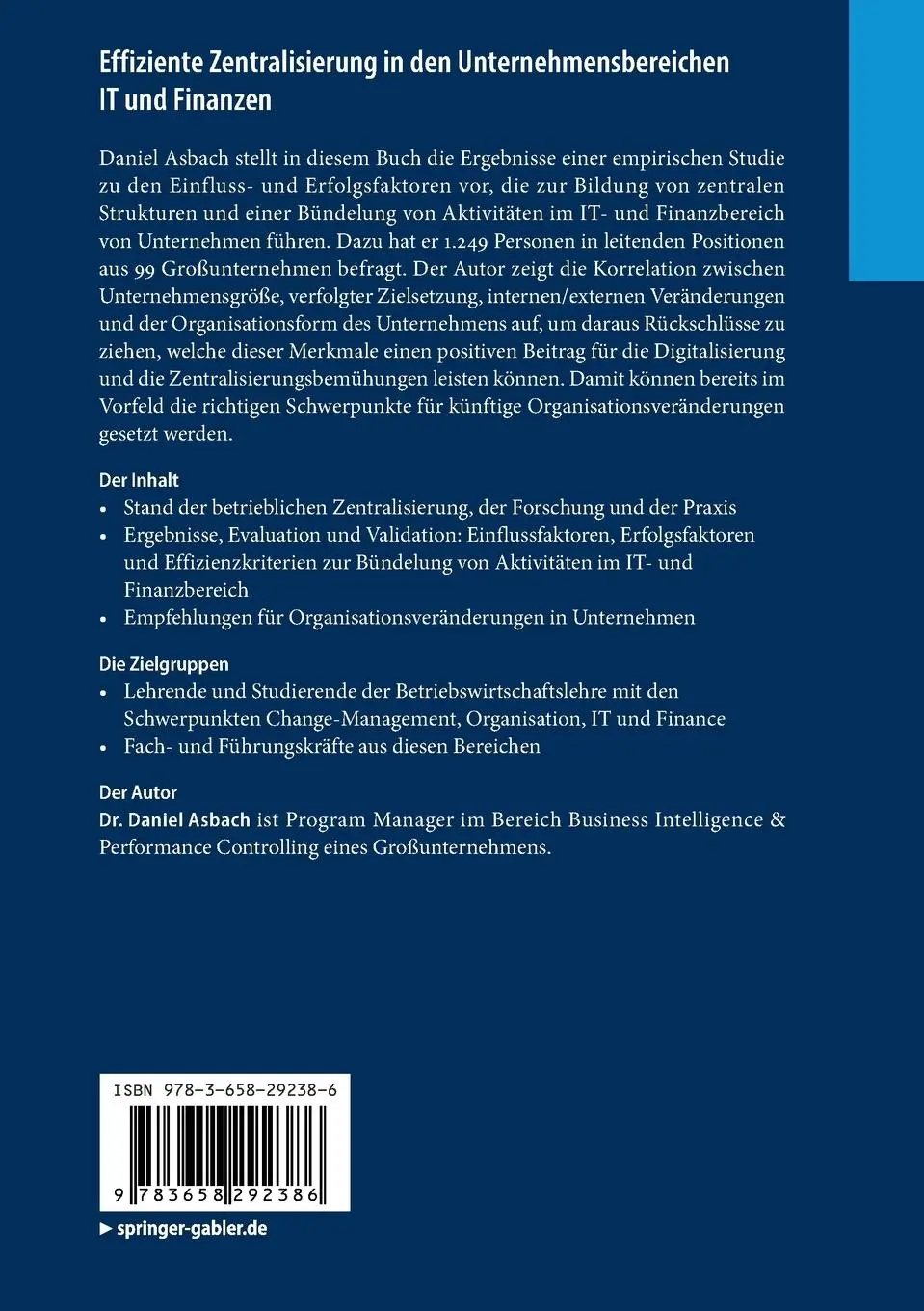 Rückseite: 9783658292386 | Effiziente Zentralisierung in den Unternehmensbereichen IT und...