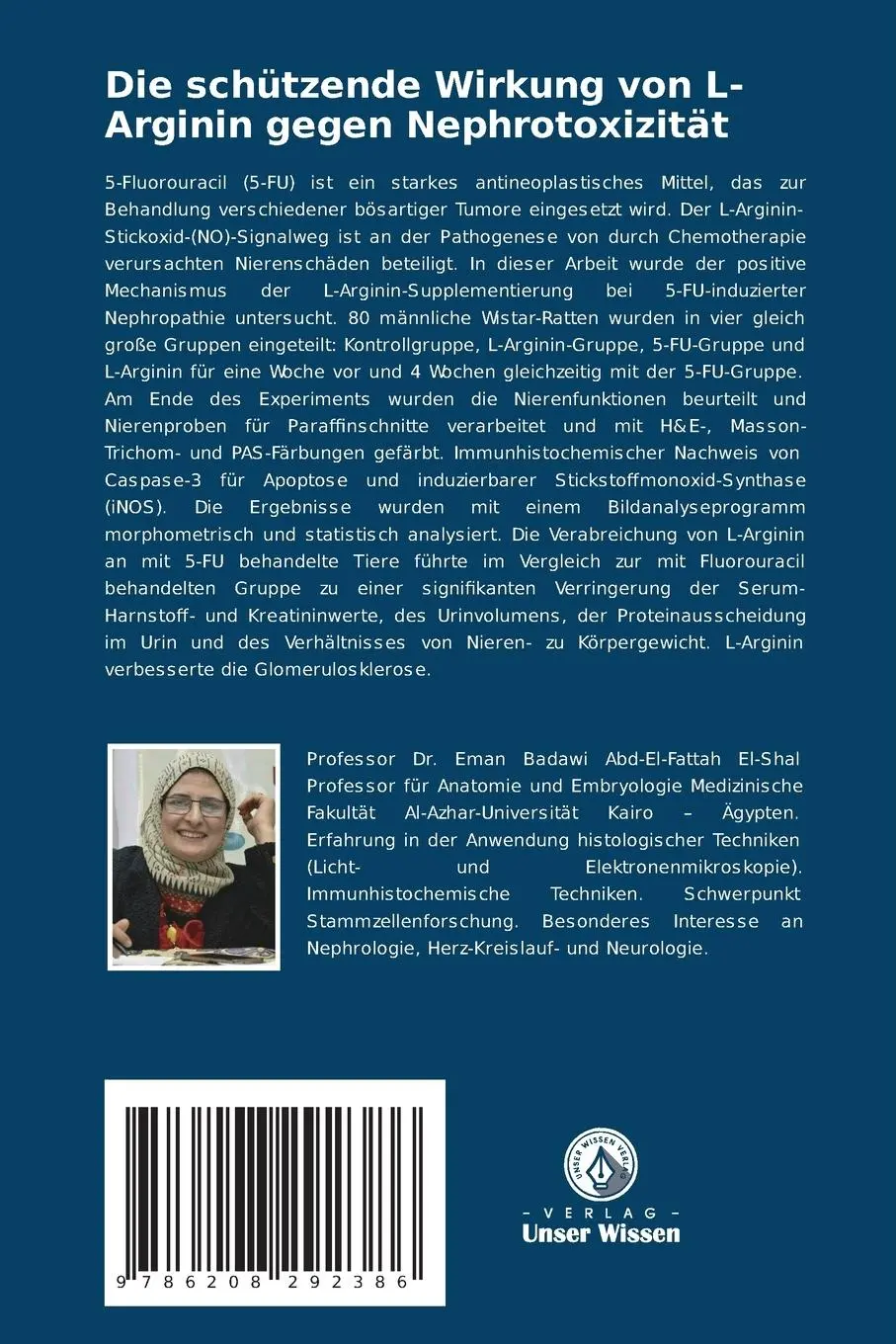 Rückseite: 9786208292386 | Die schützende Wirkung von L-Arginin gegen Nephrotoxizität | Buch