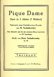 Cover: 9790221102386 | Pique Dame op. 68 | Oper in 3 Akten | Pyotr Ilyich Tchaikovsky