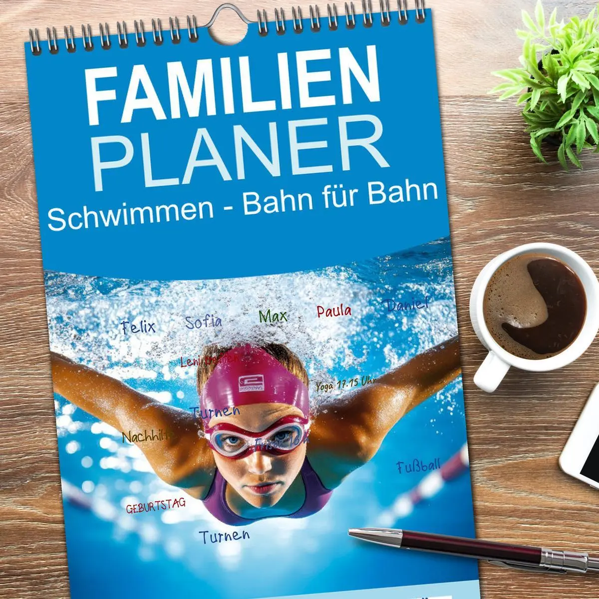 Bild: 9783516612486 | Familienplaner 2026 - Schwimmen - Bahn für Bahn mit 5 Spalten...