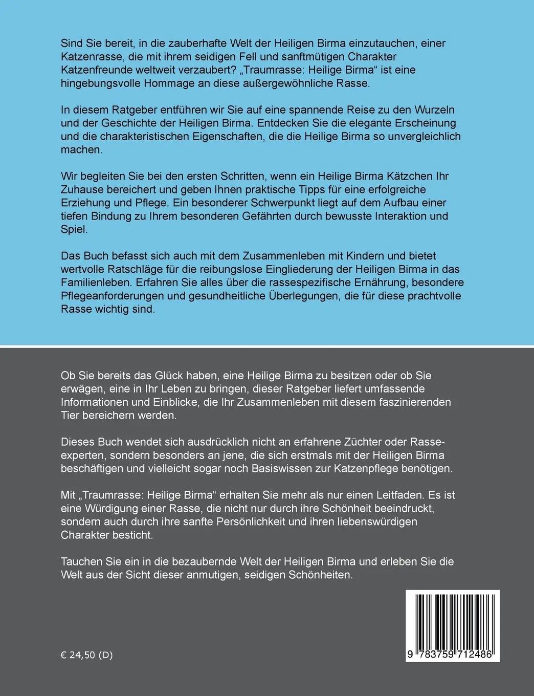 Rückseite: 9783759712486 | Traumrasse Heilige Birma | Nathalie Weber | Taschenbuch | 170 S.