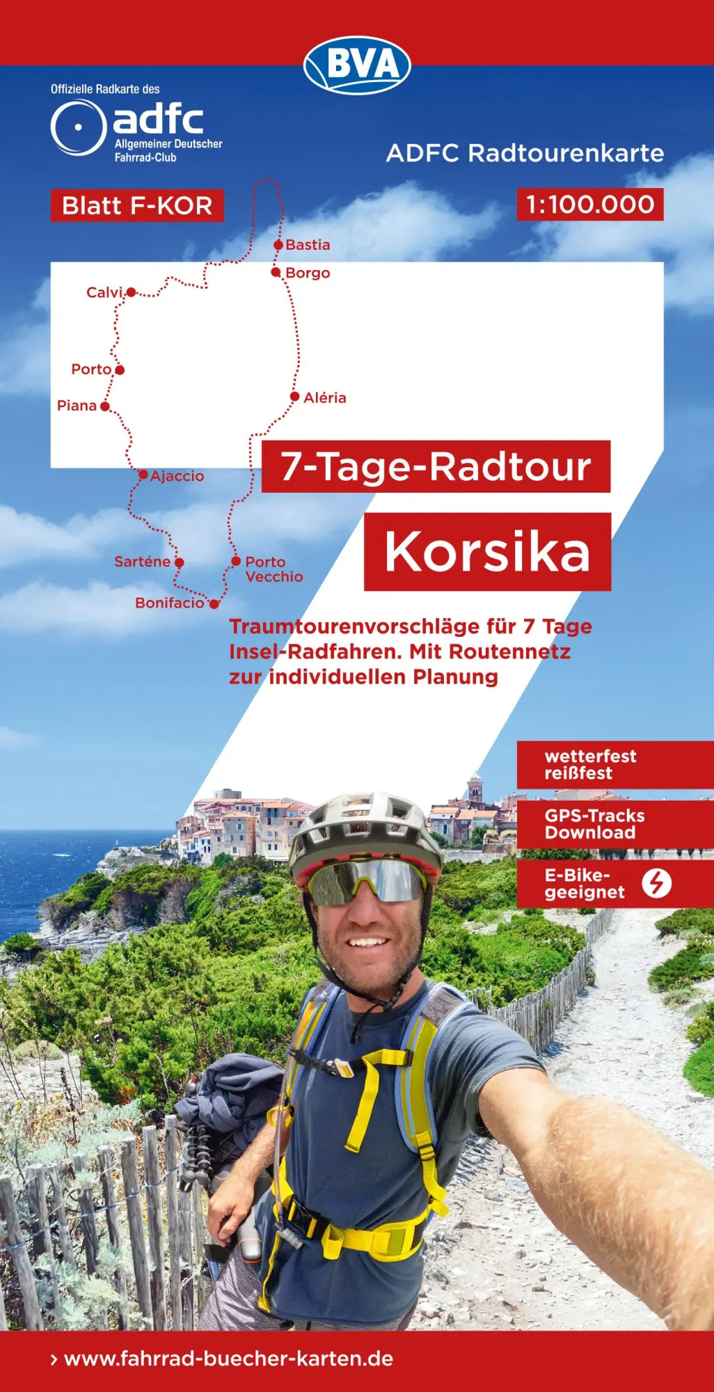 Cover: 9783969902486 | ADFC-Radtourenkarte F-KOR 7-Tage-Radtour Korsika, 1:100.000, reiß-...