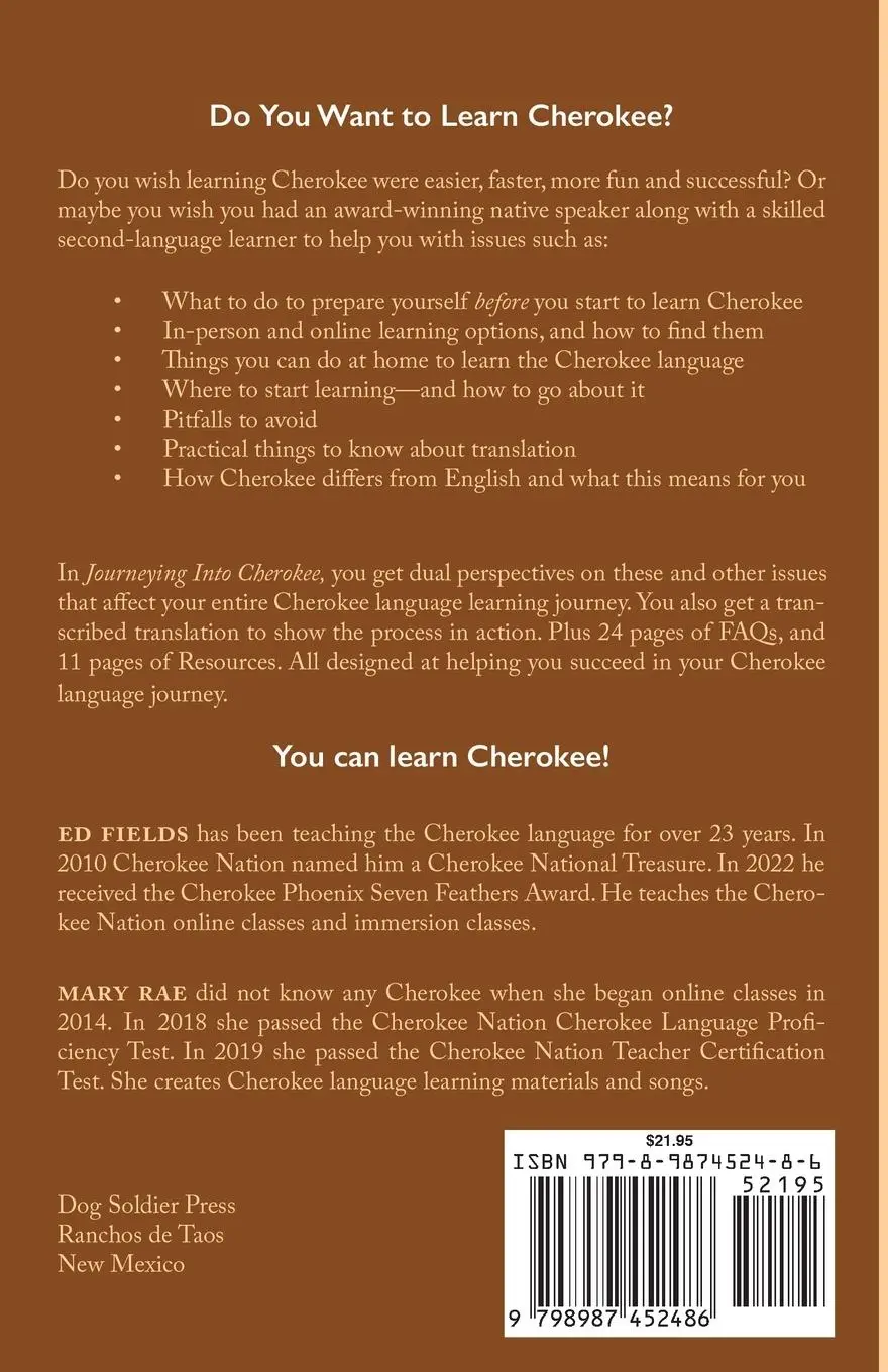 Rückseite: 9798987452486 | Journeying Into Cherokee | Ed Fields (u. a.) | Taschenbuch | Englisch