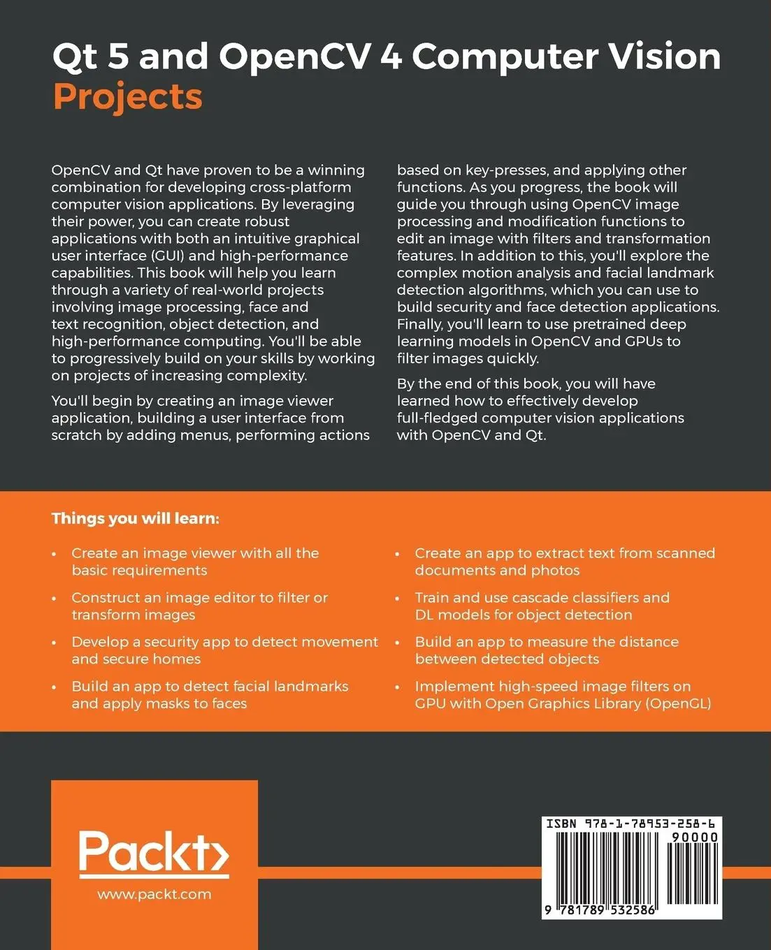 Rückseite: 9781789532586 | Qt 5 and OpenCV 4 Computer Vision Projects | Zhuo Qingliang | Buch