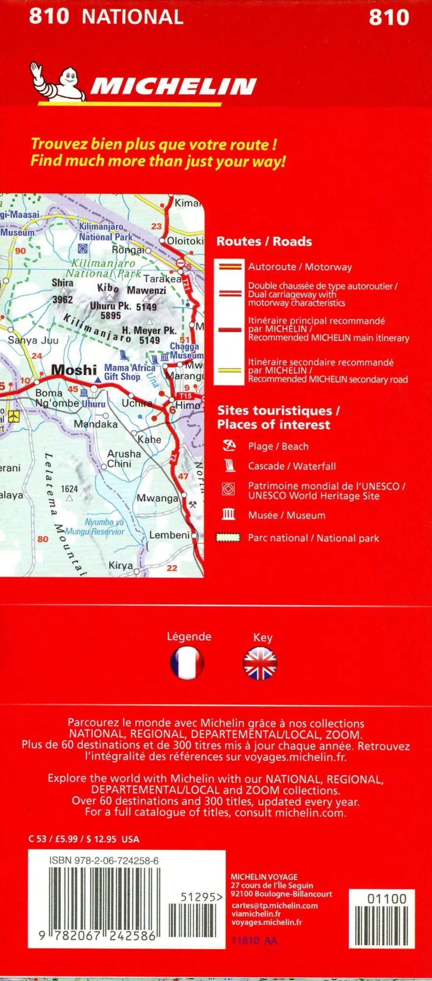 Bild: 9782067242586 | Tanzania &amp; Zanzibar - Michelin National Map 810 | Map | MICHELIN