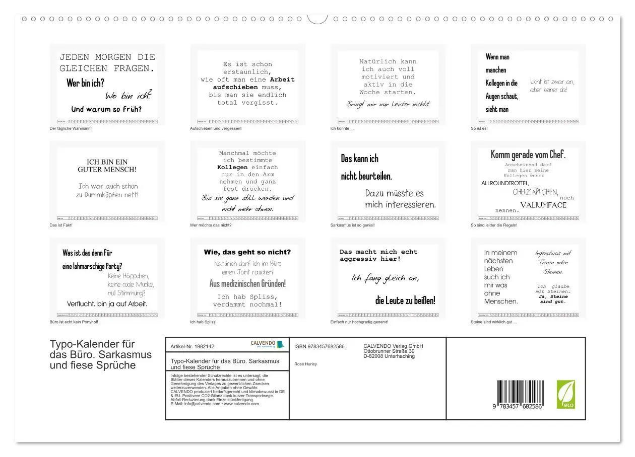 Bild: 9783457682586 | Typo-Kalender für das Büro. Sarkasmus und fiese Sprüche...