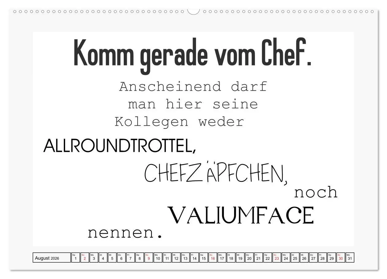 Bild: 9783457682586 | Typo-Kalender für das Büro. Sarkasmus und fiese Sprüche...