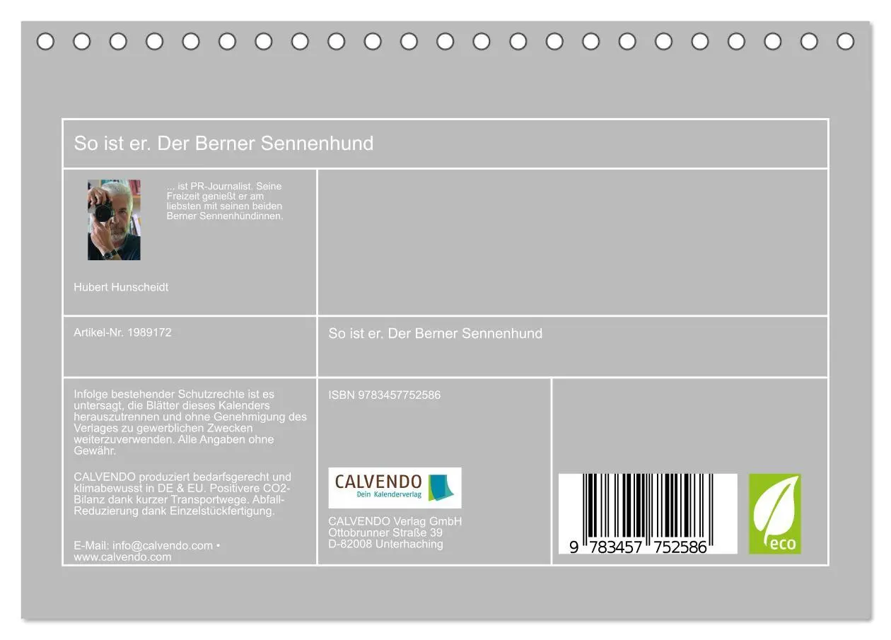 Bild: 9783457752586 | So ist er. Der Berner Sennenhund (Tischkalender 2026 DIN A5 quer),...