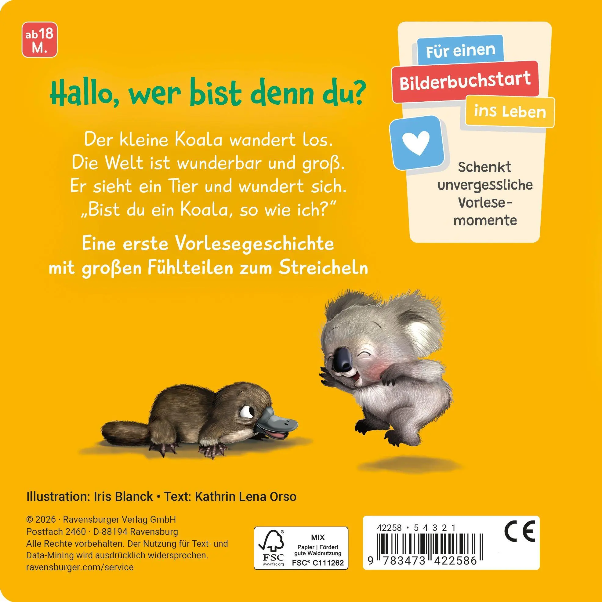 Rückseite: 9783473422586 | Mein erstes Vorlese-Fühlbuch - Bist du ein Koala? | Kathrin Lena Orso