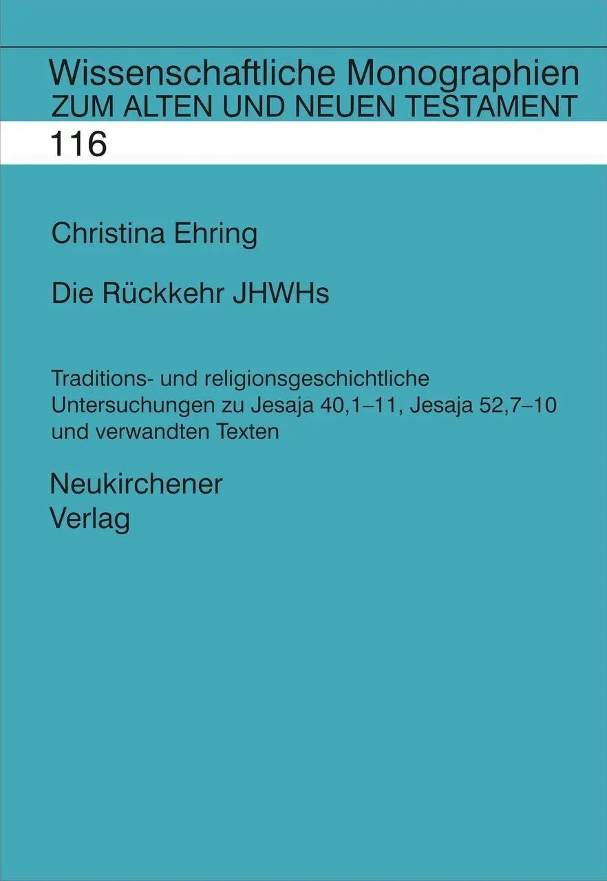 Cover: 9783788722586 | Die Rückkehr JHWHs | Christina Ehring | Buch | Buch | Deutsch | 2007