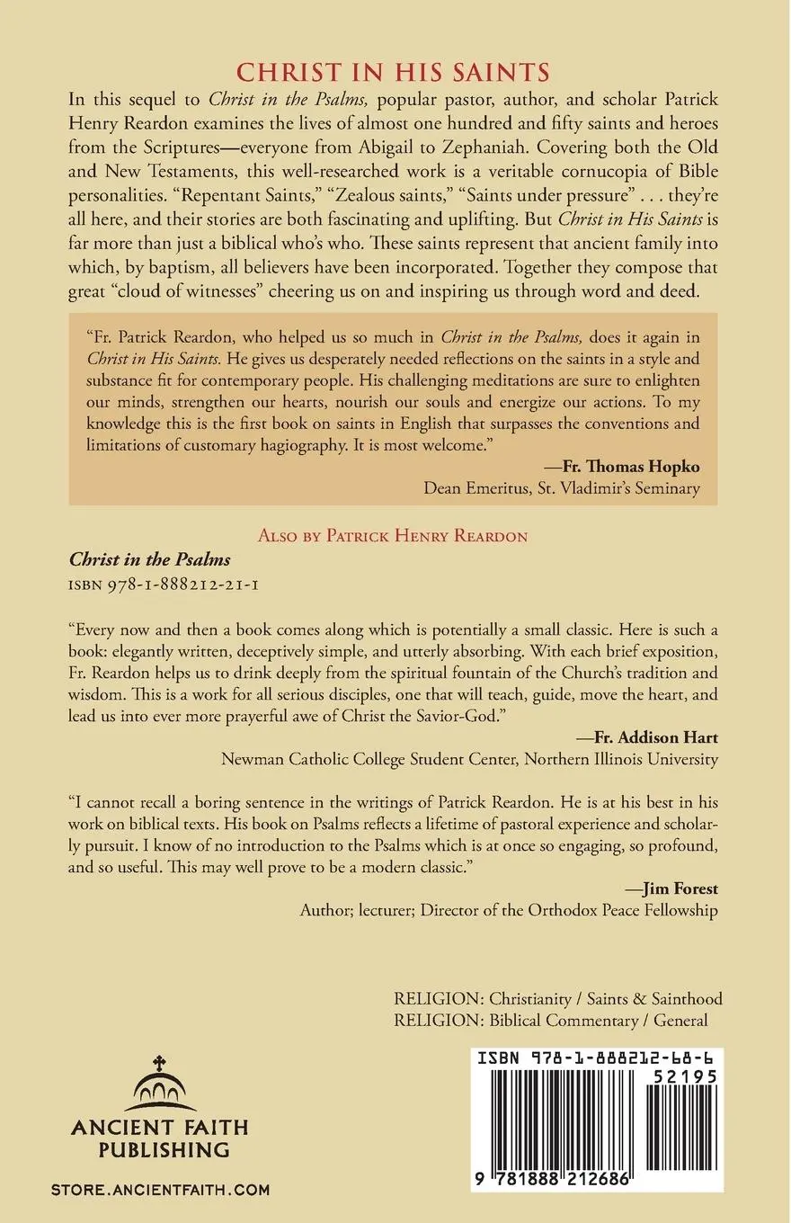 Rückseite: 9781888212686 | Christ in His Saints | Patrick Henry Reardon | Taschenbuch | Englisch