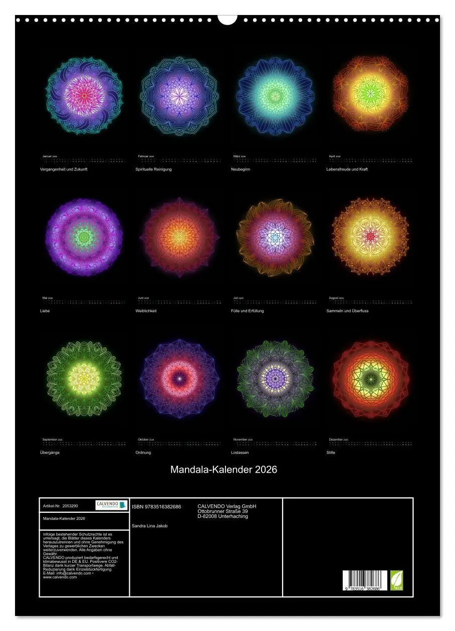 Bild: 9783516382686 | Mandala-Kalender 2026 (Wandkalender 2026 DIN A2 hoch), CALVENDO...