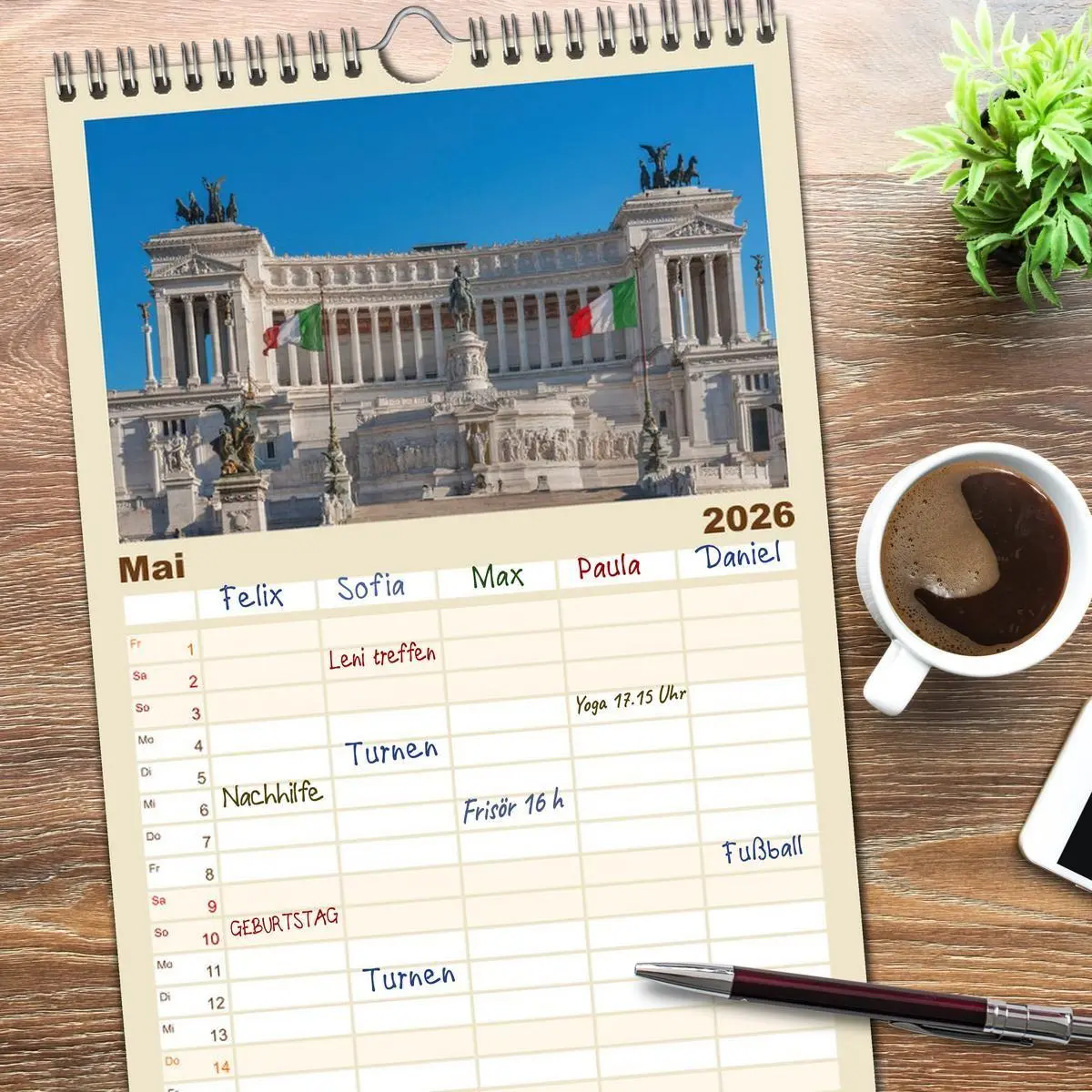 Bild: 9783516522686 | Familienplaner 2026 - Rom-Italien mit 5 Spalten (Wandkalender, 21 x...