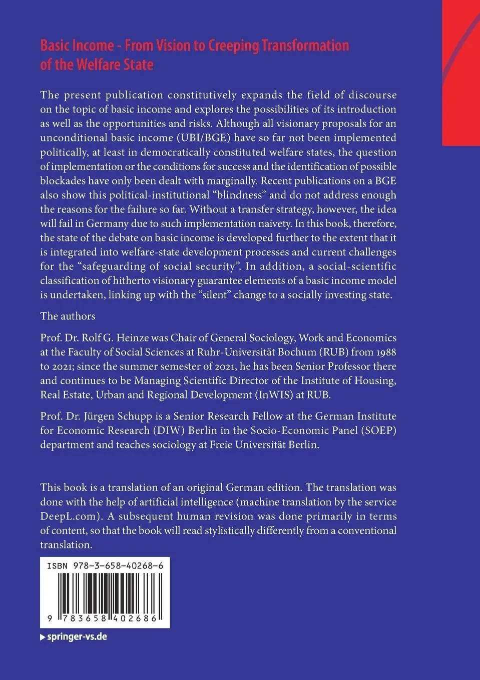 Rückseite: 9783658402686 | Basic Income - From Vision to Creeping Transformation of the...