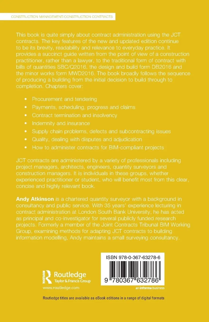 Rückseite: 9780367632786 | JCT Contract Administration Pocket Book | Andy Atkinson | Taschenbuch