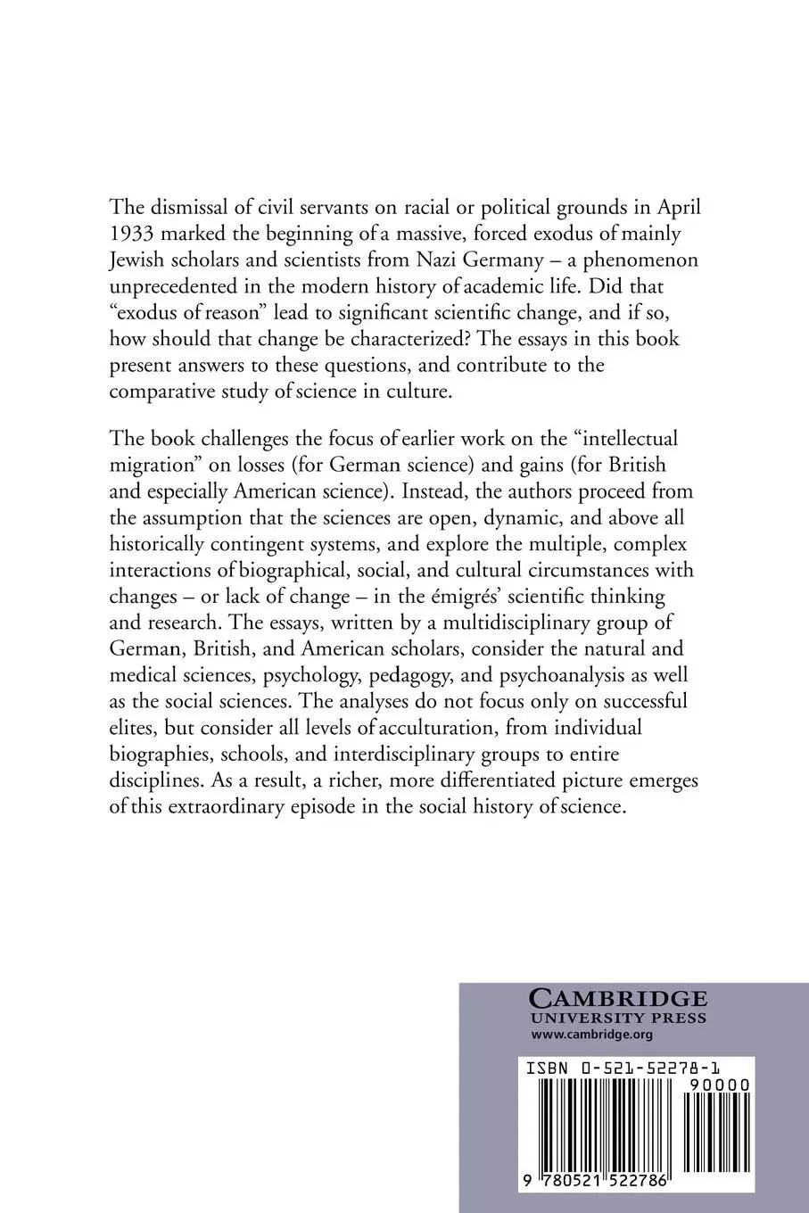 Rückseite: 9780521522786 | Forced Migration and Scientific Change | Mitchell G. Ash (u. a.)