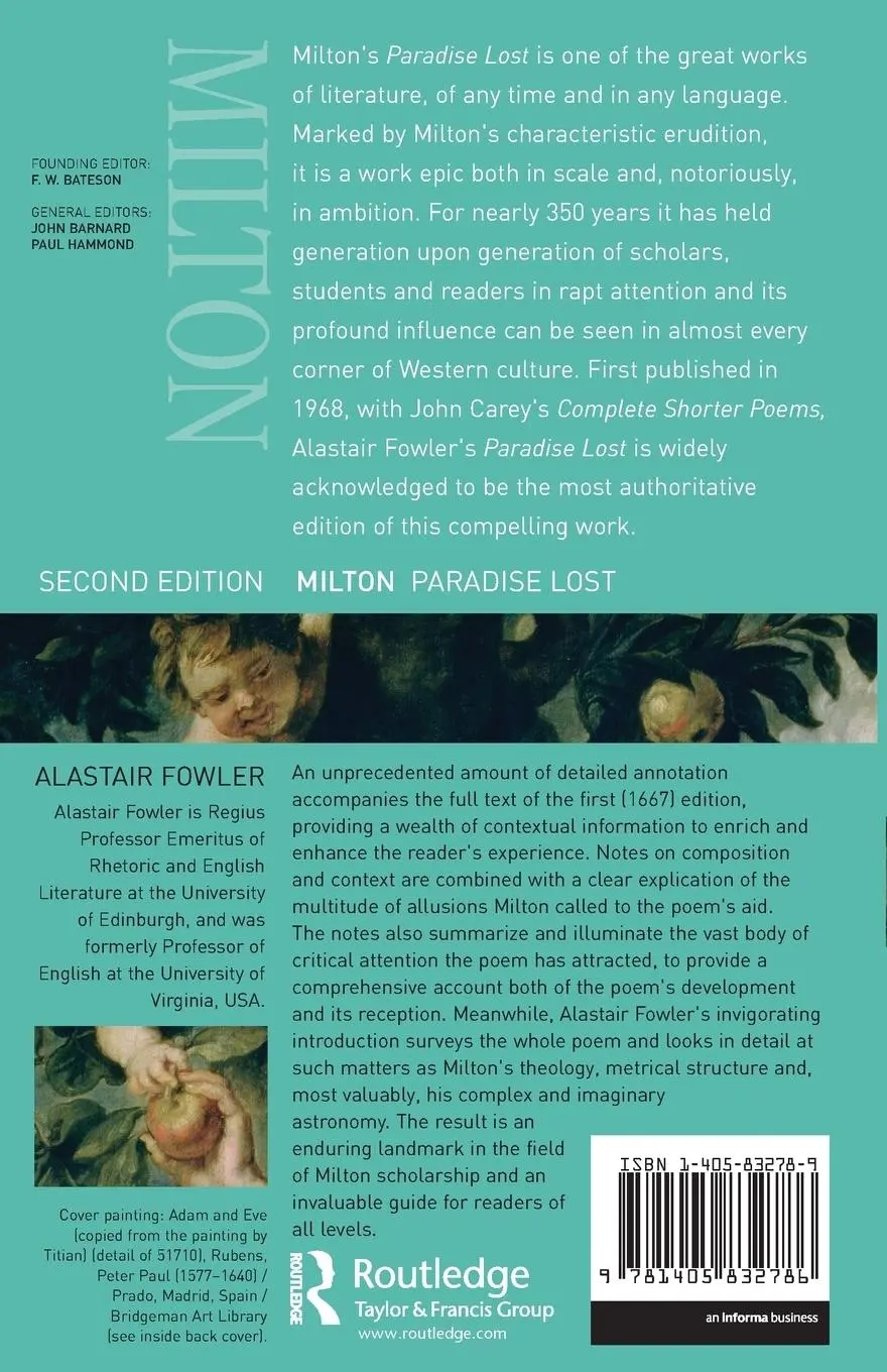 Rückseite: 9781405832786 | Milton | Paradise Lost | Alastair Fowler | Taschenbuch | Englisch