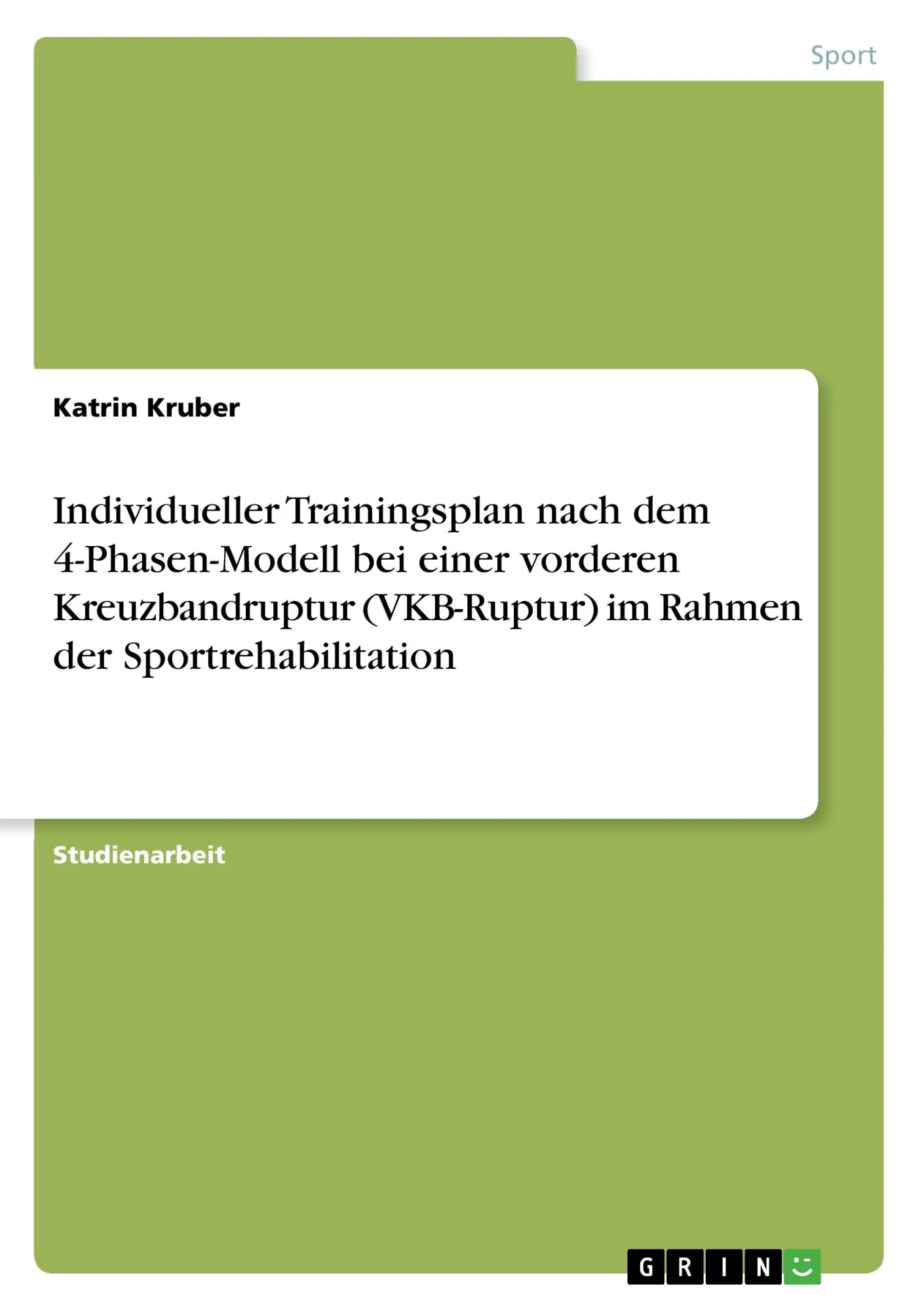Cover: 9783668532786 | Individueller Trainingsplan nach dem 4-Phasen-Modell bei einer...