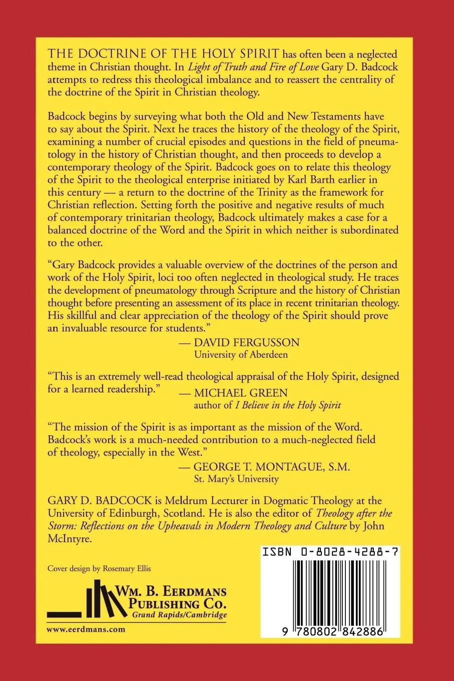 Rückseite: 9780802842886 | Light of Truth and Fire of Love | A Theology of the Holy Spirit | Buch