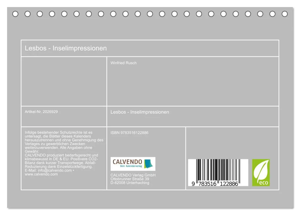 Bild: 9783516122886 | Lesbos - Inselimpressionen (Tischkalender 2026 DIN A5 quer),...