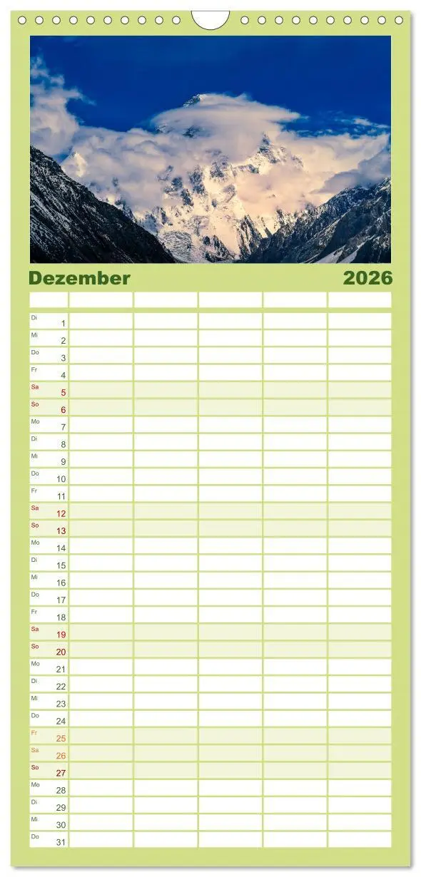 Bild: 9783516502886 | Familienplaner 2026 - Berge des Karakorum mit 5 Spalten...