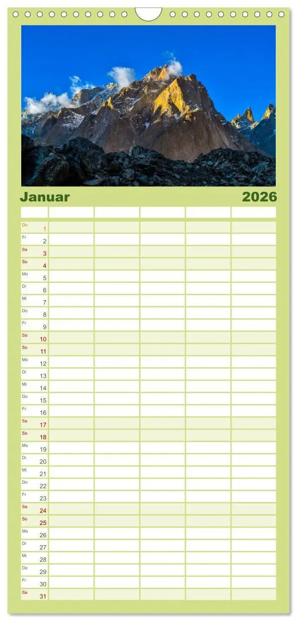 Bild: 9783516502886 | Familienplaner 2026 - Berge des Karakorum mit 5 Spalten...