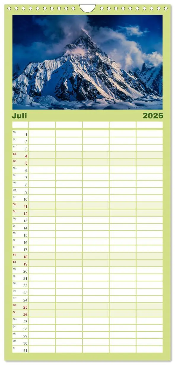 Bild: 9783516502886 | Familienplaner 2026 - Berge des Karakorum mit 5 Spalten...