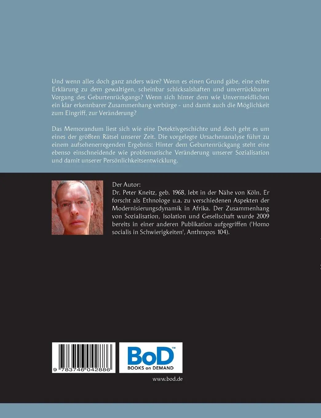 Rückseite: 9783746042886 | Memorandum Geburtenrückgang | Peter Kneitz | Taschenbuch | 148 S.