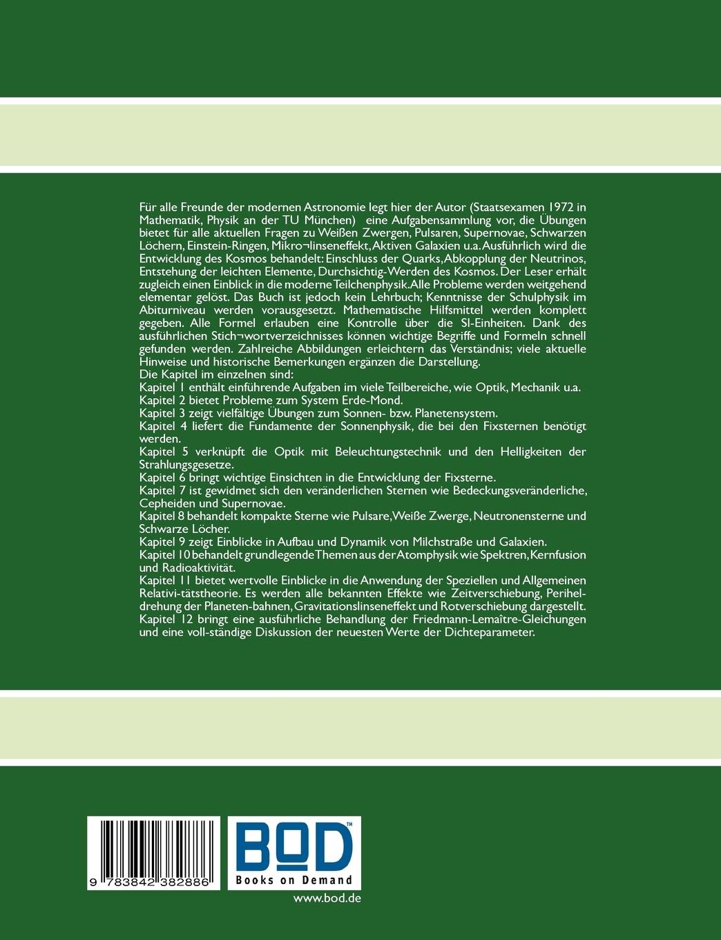 Rückseite: 9783842382886 | Arbeitsbuch Astrophysik | 230 Aufgaben zu Astronomie und Kosmologie