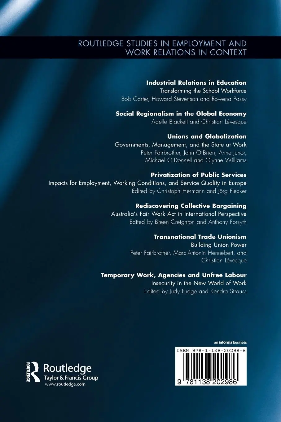Rückseite: 9781138202986 | Temporary Work, Agencies and Unfree Labour | Kendra Strauss (u. a.)