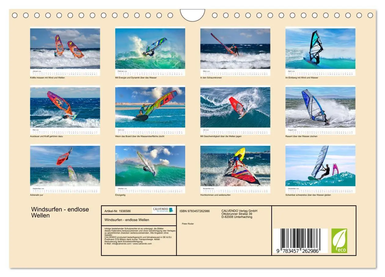 Bild: 9783457262986 | Windsurfen - endlose Wellen (Wandkalender 2026 DIN A4 quer),...