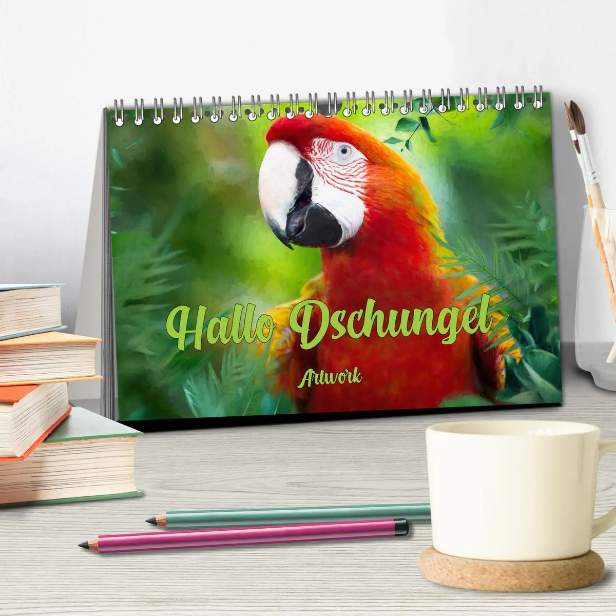 Bild: 9783457572986 | Hallo Dschungel - Artwork (Tischkalender 2026 DIN A5 quer),...