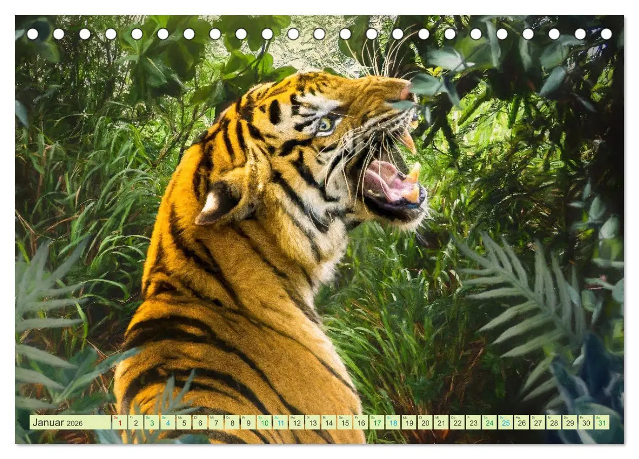 Bild: 9783457572986 | Hallo Dschungel - Artwork (Tischkalender 2026 DIN A5 quer),...