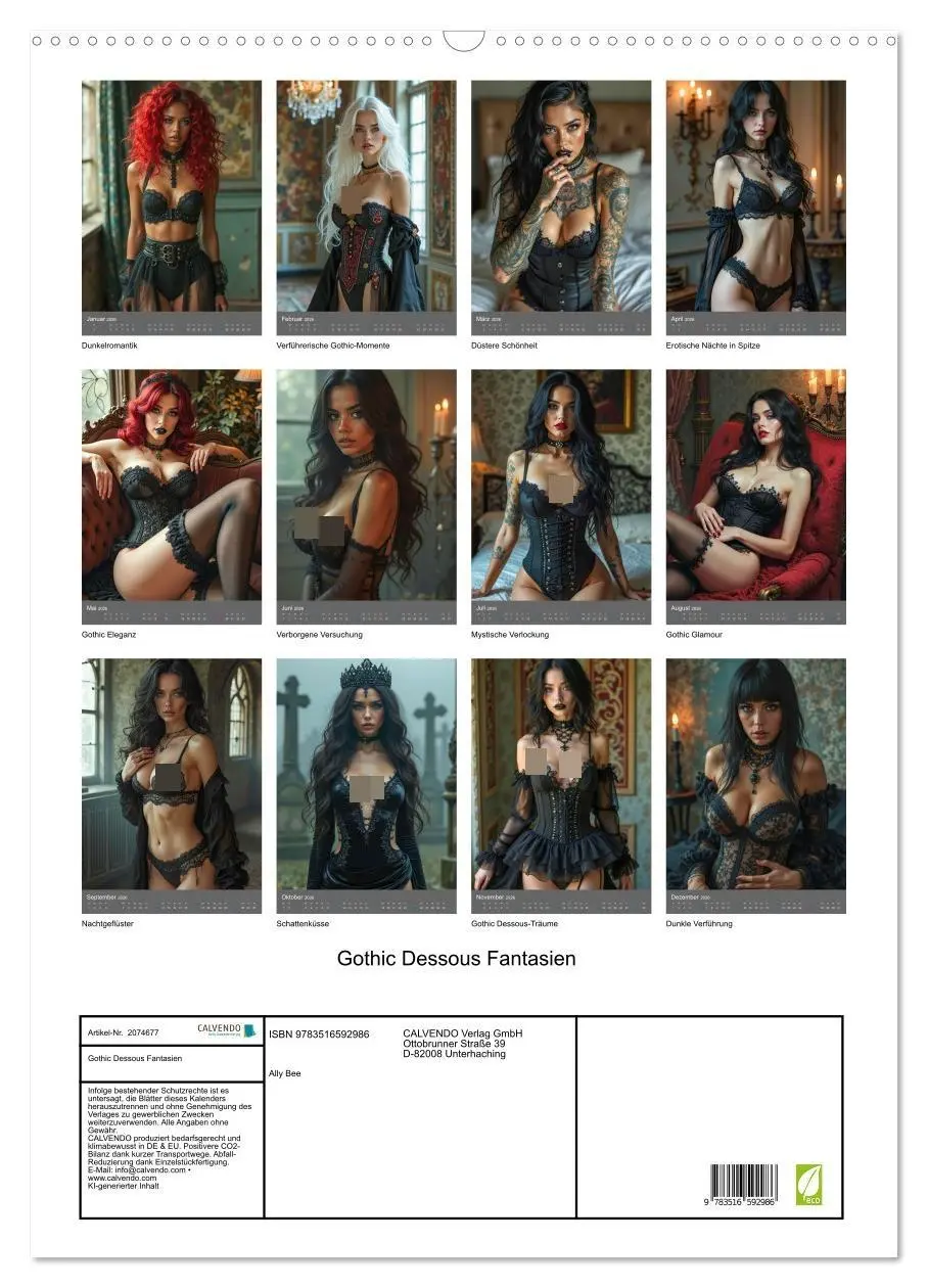 Bild: 9783516592986 | Gothic Dessous Fantasien (Wandkalender 2026 DIN A2 hoch), CALVENDO...