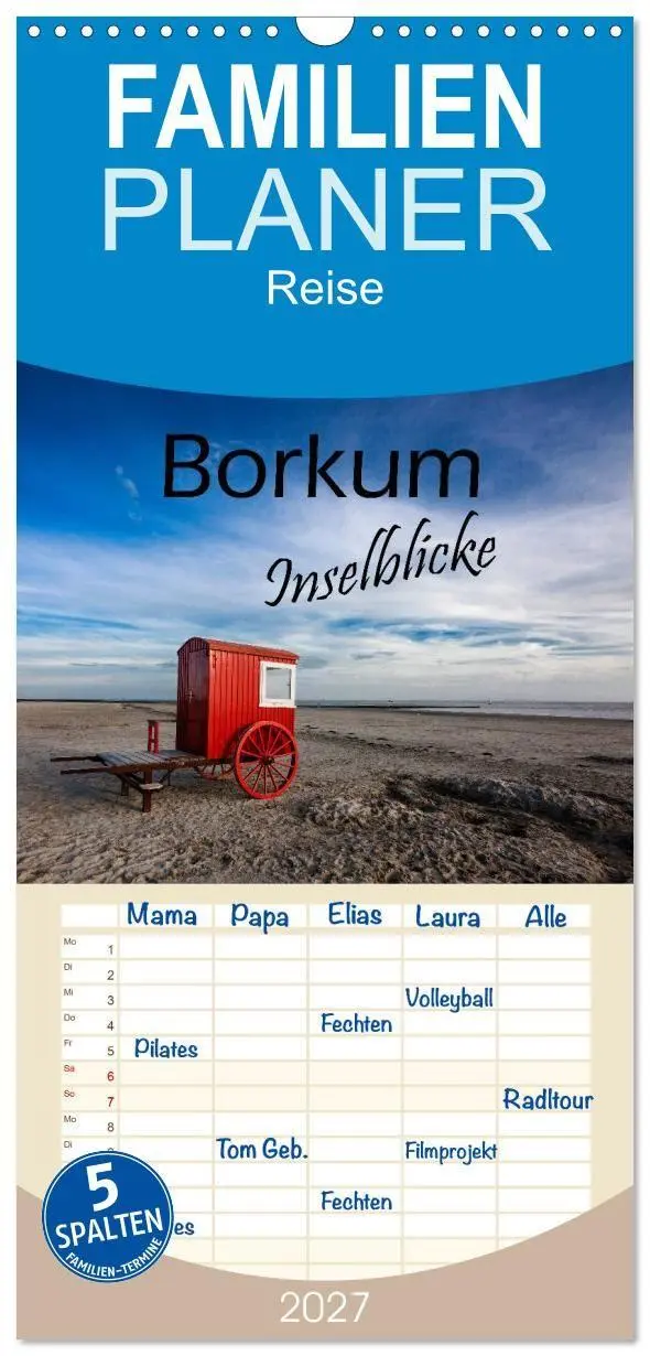 Cover: 9783594332986 | Familienplaner 2027 - Borkum - Inselblicke mit 5 Spalten...