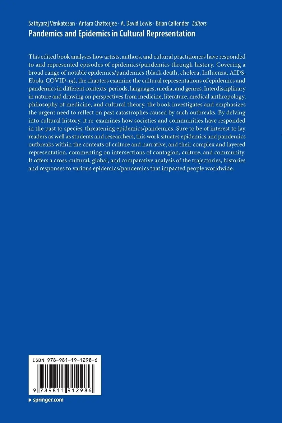 Rückseite: 9789811912986 | Pandemics and Epidemics in Cultural Representation | Taschenbuch | x