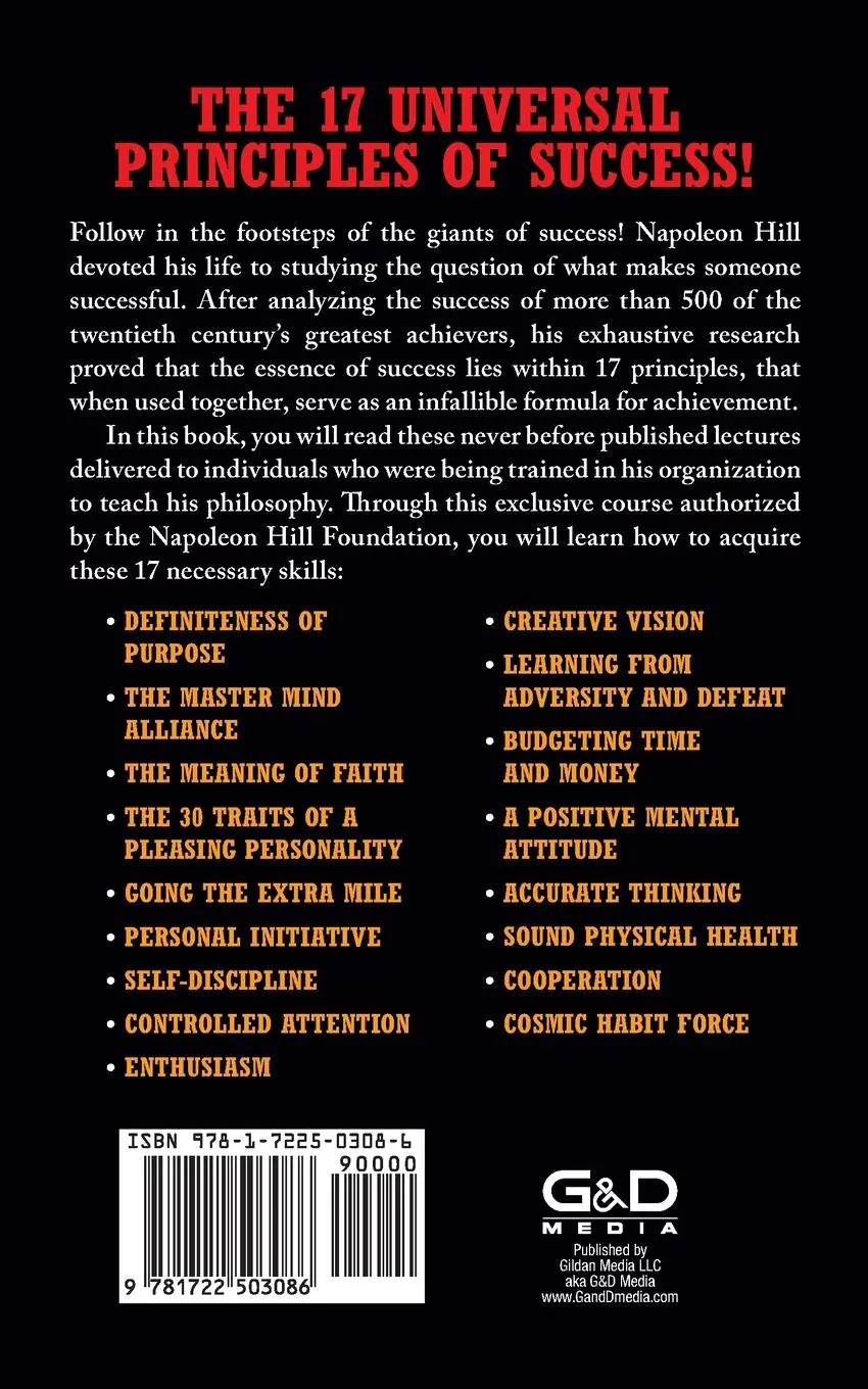 Rückseite: 9781722503086 | Napoleon Hill's Philosophy of Success | The 17 Original Lessons | Hill