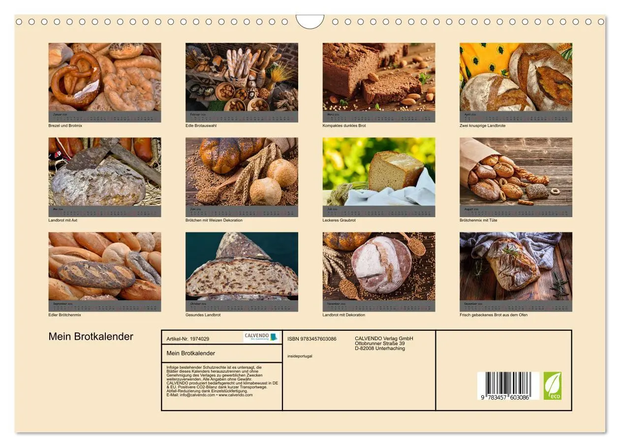 Bild: 9783457603086 | Mein Brotkalender (Wandkalender 2026 DIN A3 quer), CALVENDO...