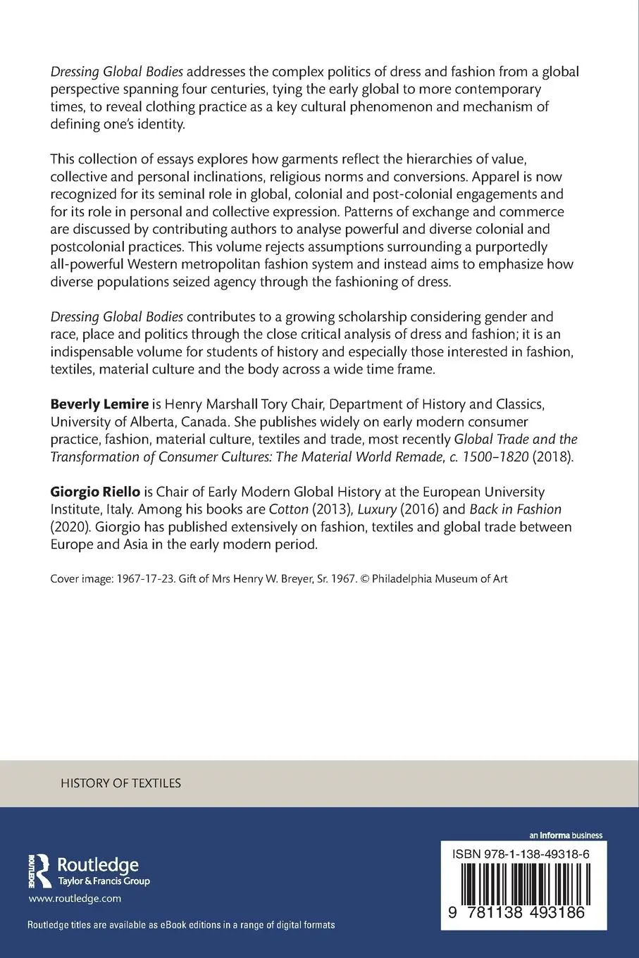 Rückseite: 9781138493186 | Dressing Global Bodies | The Political Power of Dress in World History