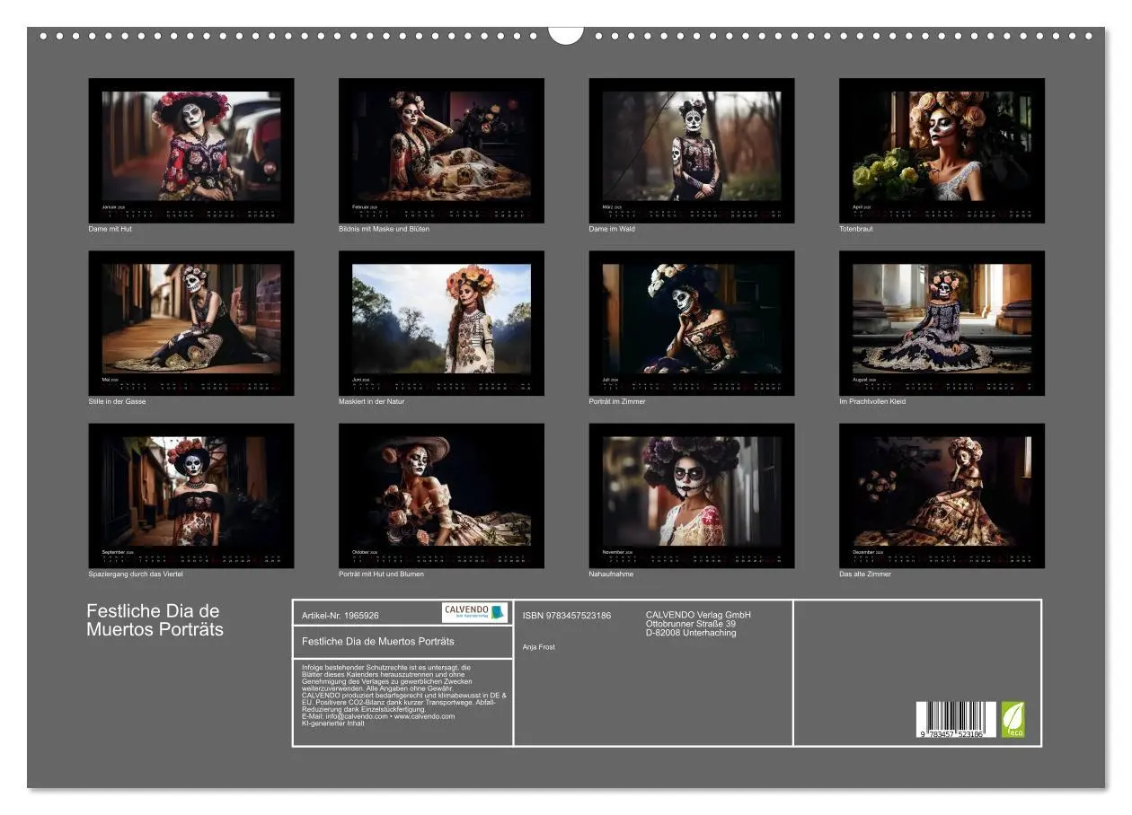 Bild: 9783457523186 | Festliche Dia de Muertos Porträts (Wandkalender 2026 DIN A2 quer),...