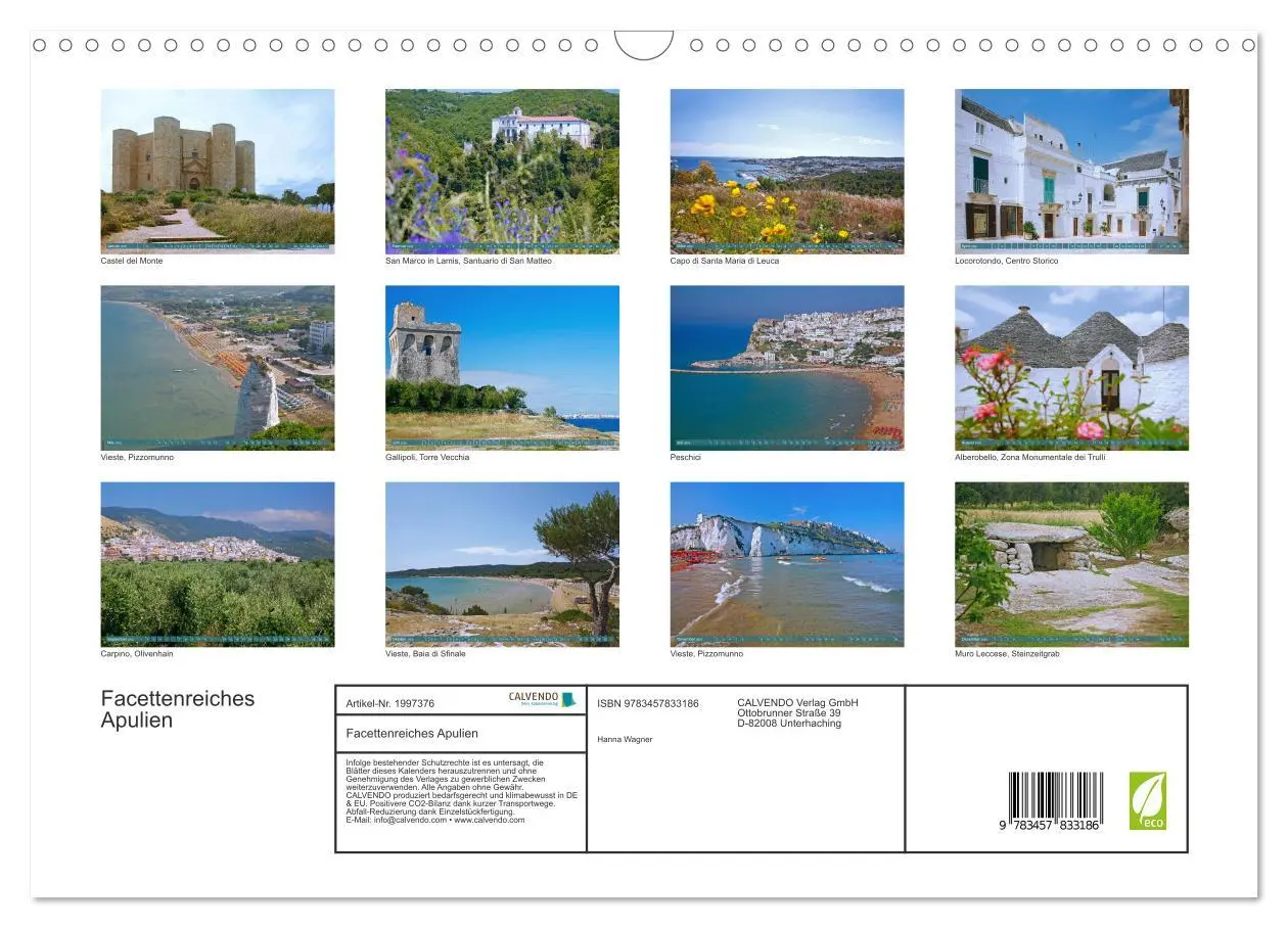 Bild: 9783457833186 | Facettenreiches Apulien (Wandkalender 2026 DIN A3 quer), CALVENDO...