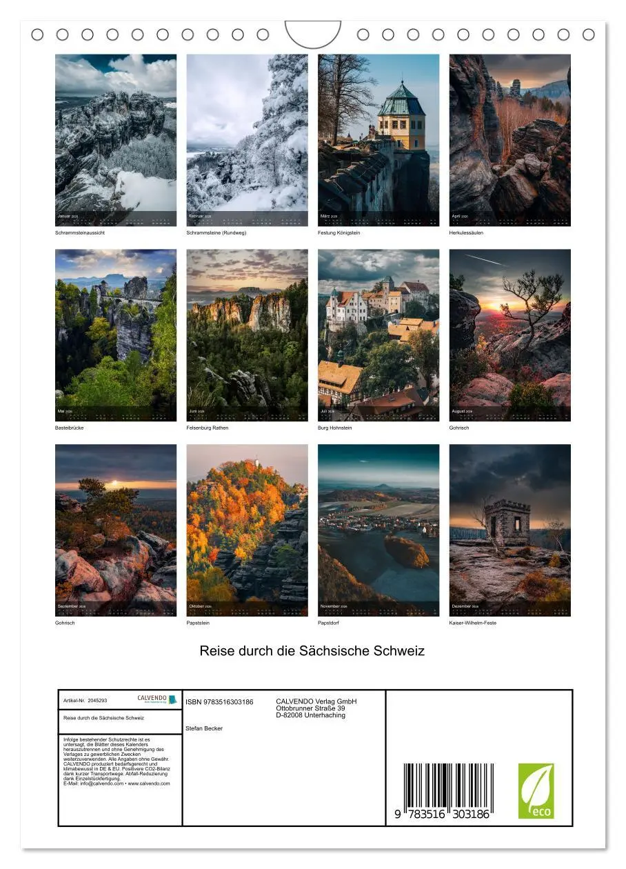 Bild: 9783516303186 | Reise durch die Sächsische Schweiz (Wandkalender 2026 DIN A4 hoch),...